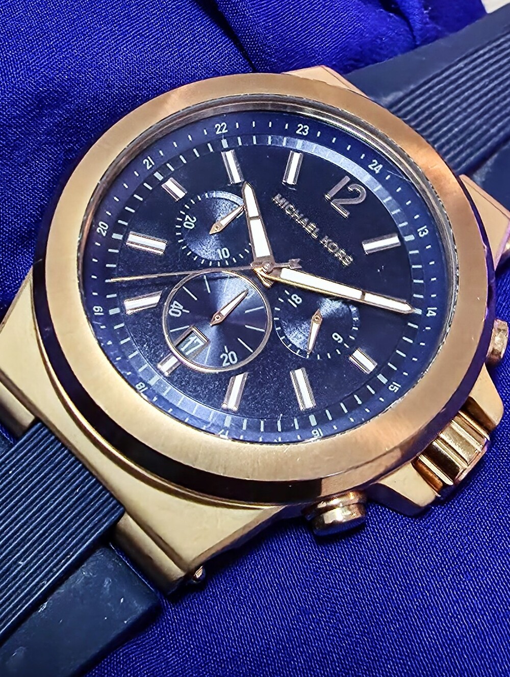Michael Kors Dylan Chrono 48mm Navy Blue Rose Gold Men's Watch MK8295